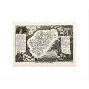 Wee Blue Coo MAP OLD FRANCE LEVASSEUR CHARENTE DEPARTMENT BLACK FRAMED ART PRINT B12X3622 Wee Blue Coo MAP OLD FRANCE LEVASSEUR CHARENTE DEPARTMENT BLACK FRAMED ART PRINT B12X3622