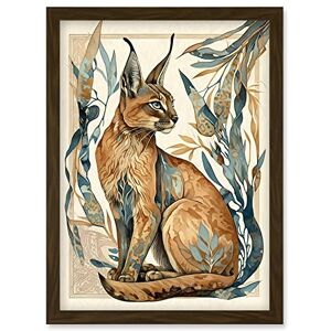 Artery8 - Caracal Cat with Teal Plants - Art Print Artery8 - Caracal Cat with Teal Plants - Art Print