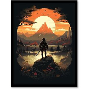 Artery8 Samurai Master Looking at Sunset Horizon Dramatic Painting Black Orange Cherry Blossoms Flowers and Pine Trees in Japanese Mountain Lake Landscape Artwork Framed Wall Art Print 18X24 Inch Artery8 Samurai Master Looking at Sunset Horizon Dramatic Painting Black Orange Cherry Blossoms Flowers and Pine Trees in Japanese Mountain Lake Landscape Artwork Framed Wall Art Print 18X24 Inch