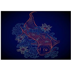 Wee Blue Coo Painting Illustration Ornate Colourful Koi Carp Fish Wall Art Print Wee Blue Coo Painting Illustration Ornate Colourful Koi Carp Fish Wall Art Print