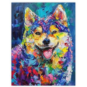 Artery8 Rainbow Shiba Inu Dog Lover Portrait Thick Paint Living Room Extra Large XL Wall Art Poster Print Artery8 Rainbow Shiba Inu Dog Lover Portrait Thick Paint Living Room Extra Large XL Wall Art Poster Print