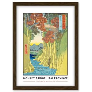 Wee Blue Coo Monkey Bridge Kai Province Utagawa Hiroshige Japanese Woodblock Classic Collection Artwork Framed Wall Art Print A4 Wee Blue Coo Monkey Bridge Kai Province Utagawa Hiroshige Japanese Woodblock Classic Collection Artwork Framed Wall Art Print A4