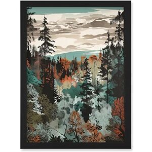 Artery8 Taiga Boreal Autumnal Colours Forest Landscape Artwork Framed Wall Art Print A4 Artery8 Taiga Boreal Autumnal Colours Forest Landscape Artwork Framed Wall Art Print A4