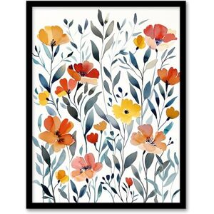 Artery8 Watercolour Wildflower Field Orange Yellow Floral Living Room Artwork Framed Wall Art Print A4 Artery8 Watercolour Wildflower Field Orange Yellow Floral Living Room Artwork Framed Wall Art Print A4
