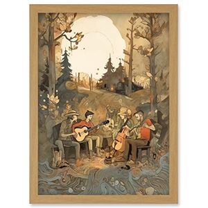 Artery8 Countryside Folk Band Musicians Playing Music in the Forest at Sunset Modern Watercolour Painting Artwork Framed Wall Art Print A4 Artery8 Countryside Folk Band Musicians Playing Music in the Forest at Sunset Modern Watercolour Painting Artwork Framed Wall Art Print A4