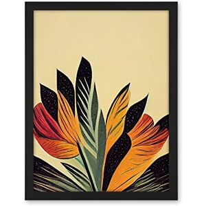 Wee Blue Coo Abstract Retro Art Nouveau Flowers in Bloom Black Gold Artwork Framed Wall Art Print 18X24 Inch Wee Blue Coo Abstract Retro Art Nouveau Flowers in Bloom Black Gold Artwork Framed Wall Art Print 18X24 Inch