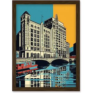 Artery8 - Leeds City Waterfront Modern Linocut Illustration - A4 Artery8 - Leeds City Waterfront Modern Linocut Illustration - A4