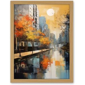 Artery8 Cityscape River Canal Oil Painting Blue Orange Trees Autumn in the City Artwork Framed Wall Art Print 18X24 Inch Artery8 Cityscape River Canal Oil Painting Blue Orange Trees Autumn in the City Artwork Framed Wall Art Print 18X24 Inch