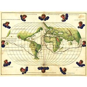 Wee Blue Coo Map World Globe Antique Circumnavigation Art Canvas Print Wee Blue Coo Map World Globe Antique Circumnavigation Art Canvas Print