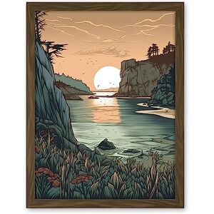 Artery8 Untouched Nature Coastal Cliff Sunset Landscape Artwork Framed Wall Art Print 18X24 Inch Artery8 Untouched Nature Coastal Cliff Sunset Landscape Artwork Framed Wall Art Print 18X24 Inch
