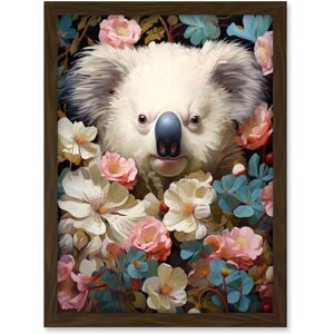 Artery8 Elegant White Koala Bear Nestled in White Blue and Pink Blooming Flowers Floral Oil Painting Artwork Framed A3 Wall Art Print Artery8 Elegant White Koala Bear Nestled in White Blue and Pink Blooming Flowers Floral Oil Painting Artwork Framed A3 Wall Art Print