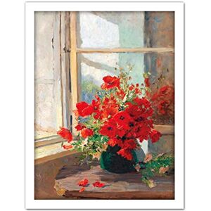 Artery8 Florian Bouquet Poppies Window Flowers Painting Artwork Framed Wall Art Print 18X24 Inch Artery8 Florian Bouquet Poppies Window Flowers Painting Artwork Framed Wall Art Print 18X24 Inch