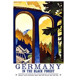 Wee Blue Coo Travel Black Forest Germany Viaduct Train USA Advertising Wall Art Print Wee Blue Coo Travel Black Forest Germany Viaduct Train USA Advertising Wall Art Print