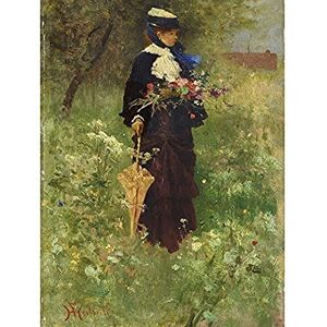 Artery8 Ferdinand Heilbuth Woman With Flowers C1875 Painting Unframed Wall Art Print Poster Home Decor Premium Artery8 Ferdinand Heilbuth Woman With Flowers C1875 Painting Unframed Wall Art Print Poster Home Decor Premium