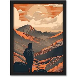 Artery8 Hike to the Top Hiker on Mountain Peak Landscape Artwork Framed A3 Wall Art Print Artery8 Hike to the Top Hiker on Mountain Peak Landscape Artwork Framed A3 Wall Art Print