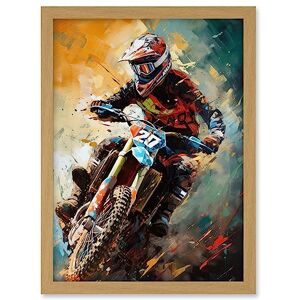 Artery8 Motocross Race Driver Sport Action Shot Painting Artwork Framed A3 Wall Art Print Artery8 Motocross Race Driver Sport Action Shot Painting Artwork Framed A3 Wall Art Print