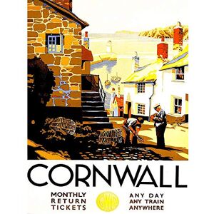 Wee Blue Coo Travel Tourism Corn England Village Harbour Lighthouse UK Art Print Poster Wall Decor 12X16 Inch Wee Blue Coo Travel Tourism Corn England Village Harbour Lighthouse UK Art Print Poster Wall Decor 12X16 Inch