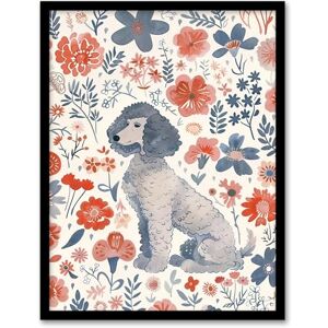 Artery8 Dog Lover Grey Poodle With Pink Flower Pattern Living Room Artwork Framed Wall Art Print A4 Artery8 Dog Lover Grey Poodle With Pink Flower Pattern Living Room Artwork Framed Wall Art Print A4