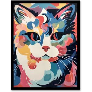 Artery8 Cat Graphic 1960s Abstract Painting Pastel Colour Retro Boho Animal Portrait Artwork Framed Wall Art Print A4 Artery8 Cat Graphic 1960s Abstract Painting Pastel Colour Retro Boho Animal Portrait Artwork Framed Wall Art Print A4