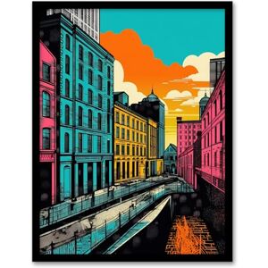 Wee Blue Coo Cityscape Canal Waterfront Sunrise Artwork Turquoise Orange Pink Daybreak in the City Artwork Framed Wall Art Print A4 Wee Blue Coo Cityscape Canal Waterfront Sunrise Artwork Turquoise Orange Pink Daybreak in the City Artwork Framed Wall Art Print A4
