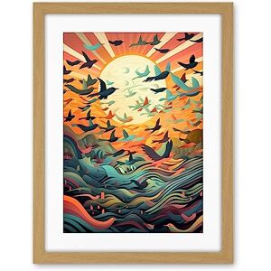 Artery8 Flock of Birds Flying at Sunrise Modern Folk Art Artwork Framed Wall Art Print 18X24 Inch Artery8 Flock of Birds Flying at Sunrise Modern Folk Art Artwork Framed Wall Art Print 18X24 Inch