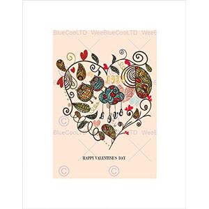 Wee Blue Coo PAINTING VALENTINE LOVE HEART OWLS LEAVES ROMANTIC FRAMED PRINT B12X8299 Wee Blue Coo PAINTING VALENTINE LOVE HEART OWLS LEAVES ROMANTIC FRAMED PRINT B12X8299