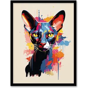 Artery8 Oriental Shorthair Cat Lover Gift Pet Portrait Orange Blue Pink Artwork Painting Artwork Framed Wall Art Print A4 Artery8 Oriental Shorthair Cat Lover Gift Pet Portrait Orange Blue Pink Artwork Painting Artwork Framed Wall Art Print A4