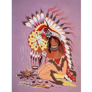 Wee Blue Coo Painting Native American Dian Shaman Fire Feather Spirit Art Print Poster Wall Decor 12X16 Inch Wee Blue Coo Painting Native American Dian Shaman Fire Feather Spirit Art Print Poster Wall Decor 12X16 Inch