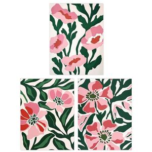 Wee Blue Coo Set of 3 Prints Pink Poppy Flowers Floral Retro Boho Living Room Poster Wall Art 12X16 Wee Blue Coo Set of 3 Prints Pink Poppy Flowers Floral Retro Boho Living Room Poster Wall Art 12X16