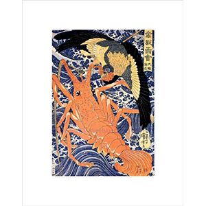 Wee Blue Coo Animals Lobster Bird Utagawa Kuniyoshi Water Japan Wall Art Print Wee Blue Coo Animals Lobster Bird Utagawa Kuniyoshi Water Japan Wall Art Print