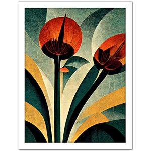 Wee Blue Coo Single Art Deco Flower Painting Coral Navy Green Beige Artwork Framed Wall Art Print 18X24 Inch Wee Blue Coo Single Art Deco Flower Painting Coral Navy Green Beige Artwork Framed Wall Art Print 18X24 Inch