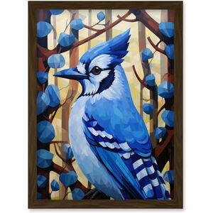 Artery8 Blue Jay Geometric Artwork Wild Bird Perched on Tree Polygonal Forest Landscape Artwork Framed Wall Art Print A4 Artery8 Blue Jay Geometric Artwork Wild Bird Perched on Tree Polygonal Forest Landscape Artwork Framed Wall Art Print A4