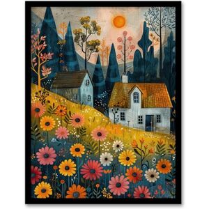 Artery8 Countryside Spring Hill House Daisy Flowers For Living Room Artwork Framed Wall Art Print A4 Artery8 Countryside Spring Hill House Daisy Flowers For Living Room Artwork Framed Wall Art Print A4