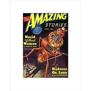 Wee Blue Coo SCI FI COMIC AMAZING STORIES WORLD WITHOUT WOMEN MOON FRAMED ART PRINT B12X7745 Wee Blue Coo SCI FI COMIC AMAZING STORIES WORLD WITHOUT WOMEN MOON FRAMED ART PRINT B12X7745