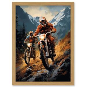 Artery8 Motocross Bikers Racing Action Shot Oil Painting Stone Blue Orange Scenic Mountain Landscape Artwork Framed Wall Art Print A4 Artery8 Motocross Bikers Racing Action Shot Oil Painting Stone Blue Orange Scenic Mountain Landscape Artwork Framed Wall Art Print A4