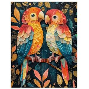 Artery8 Macaw Parrots Bird Couple Jungle Love For Living Room Extra Large XL Wall Art Poster Print Artery8 Macaw Parrots Bird Couple Jungle Love For Living Room Extra Large XL Wall Art Poster Print
