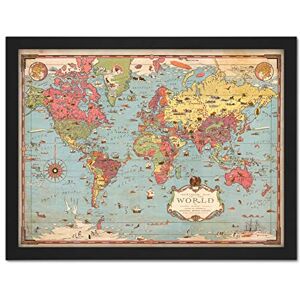 Artery8 Map Chase 1931 Mercator World Pictorial Chart Artwork Framed Wall Art Print 18X24 Inch Artery8 Map Chase 1931 Mercator World Pictorial Chart Artwork Framed Wall Art Print 18X24 Inch