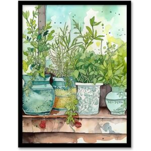 Wee Blue Coo Watercolour Windowsill Plant Pots Shelf Folk Art Painting Bright Kitchen Artwork Artwork Framed Wall Art Print A4 Wee Blue Coo Watercolour Windowsill Plant Pots Shelf Folk Art Painting Bright Kitchen Artwork Artwork Framed Wall Art Print A4