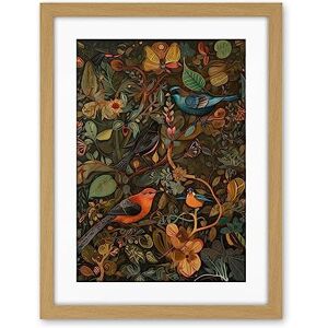 Artery8 Birds and Butterflies on Autumnal Tree Folk Art Artwork Framed Wall Art Print 18X24 Inch Artery8 Birds and Butterflies on Autumnal Tree Folk Art Artwork Framed Wall Art Print 18X24 Inch