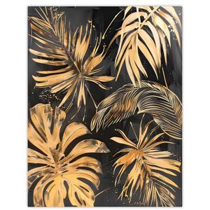 Artery8 Golden Monstera Leaf Palm Frond Dark Plant Lover Living Room Extra Large XL Wall Art Poster Print Artery8 Golden Monstera Leaf Palm Frond Dark Plant Lover Living Room Extra Large XL Wall Art Poster Print
