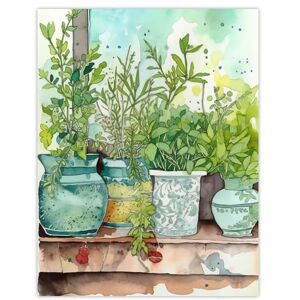 Wee Blue Coo Watercolour Windowsill Plant Pots Shelf Folk Art Painting Bright Kitchen Artwork Large Wall Art Poster Print Thick Paper 18X24 Inch Wee Blue Coo Watercolour Windowsill Plant Pots Shelf Folk Art Painting Bright Kitchen Artwork Large Wall Art Poster Print Thick Paper 18X24 Inch