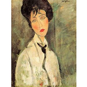Wee Blue Coo Amedeo Modigliani Portrait Woman With A Black Tie Old Large Art Print Poster Wall Decor 18x24 inch Wee Blue Coo Amedeo Modigliani Portrait Woman With A Black Tie Old Large Art Print Poster Wall Decor 18x24 inch
