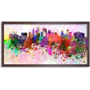 Wee Blue Coo Kansas City Skyline Paint Splash Cityscape Long Panel Framed Wall Art Print Wee Blue Coo Kansas City Skyline Paint Splash Cityscape Long Panel Framed Wall Art Print