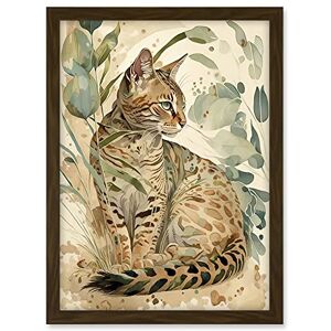 Artery8 Spotted Fur Coat Bengal Cat in Nature Pastel Watercolour Illustration Artwork Framed A3 Wall Art Print Artery8 Spotted Fur Coat Bengal Cat in Nature Pastel Watercolour Illustration Artwork Framed A3 Wall Art Print