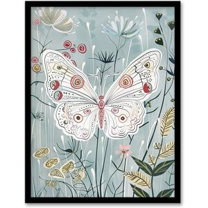 Artery8 Rustic Pattern Butterfly in Wildflowers Painting Living Room Artwork Framed Wall Art Print A4 Artery8 Rustic Pattern Butterfly in Wildflowers Painting Living Room Artwork Framed Wall Art Print A4