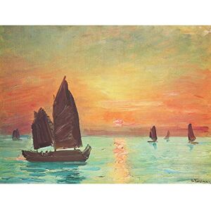 Fine Art Prints Fujishima Sunrise In Taiwan Boats Seascape Painting Large Print Poster Wall Art Decor Picture Fine Art Prints Fujishima Sunrise In Taiwan Boats Seascape Painting Large Print Poster Wall Art Decor Picture