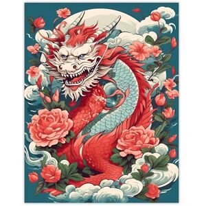Artery8 Fantasy Horned Dragon Flowers Clouds Scales 2024 Chinese Year Of The Dragon Extra Large XL Wall Art Poster Print Artery8 Fantasy Horned Dragon Flowers Clouds Scales 2024 Chinese Year Of The Dragon Extra Large XL Wall Art Poster Print