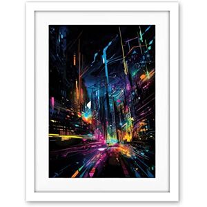 Artery8 New York City at Night Modern Abstract Neon Contrast Painting Artwork Framed Wall Art Print 18X24 Inch Artery8 New York City at Night Modern Abstract Neon Contrast Painting Artwork Framed Wall Art Print 18X24 Inch