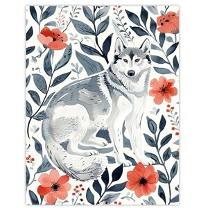 Artery8 Siberian Husky in Poppy Flower Pattern Dog Lover Living Room Extra Large XL Wall Art Poster Print Artery8 Siberian Husky in Poppy Flower Pattern Dog Lover Living Room Extra Large XL Wall Art Poster Print