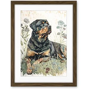 Artery8 Rottweiler Dog Lying in Wildflowers Bright Watercolour Illustration Artwork Framed Wall Art Print 18X24 Inch Artery8 Rottweiler Dog Lying in Wildflowers Bright Watercolour Illustration Artwork Framed Wall Art Print 18X24 Inch